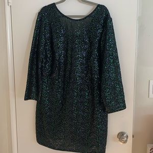 H&M Dark green sequined dress size 16
